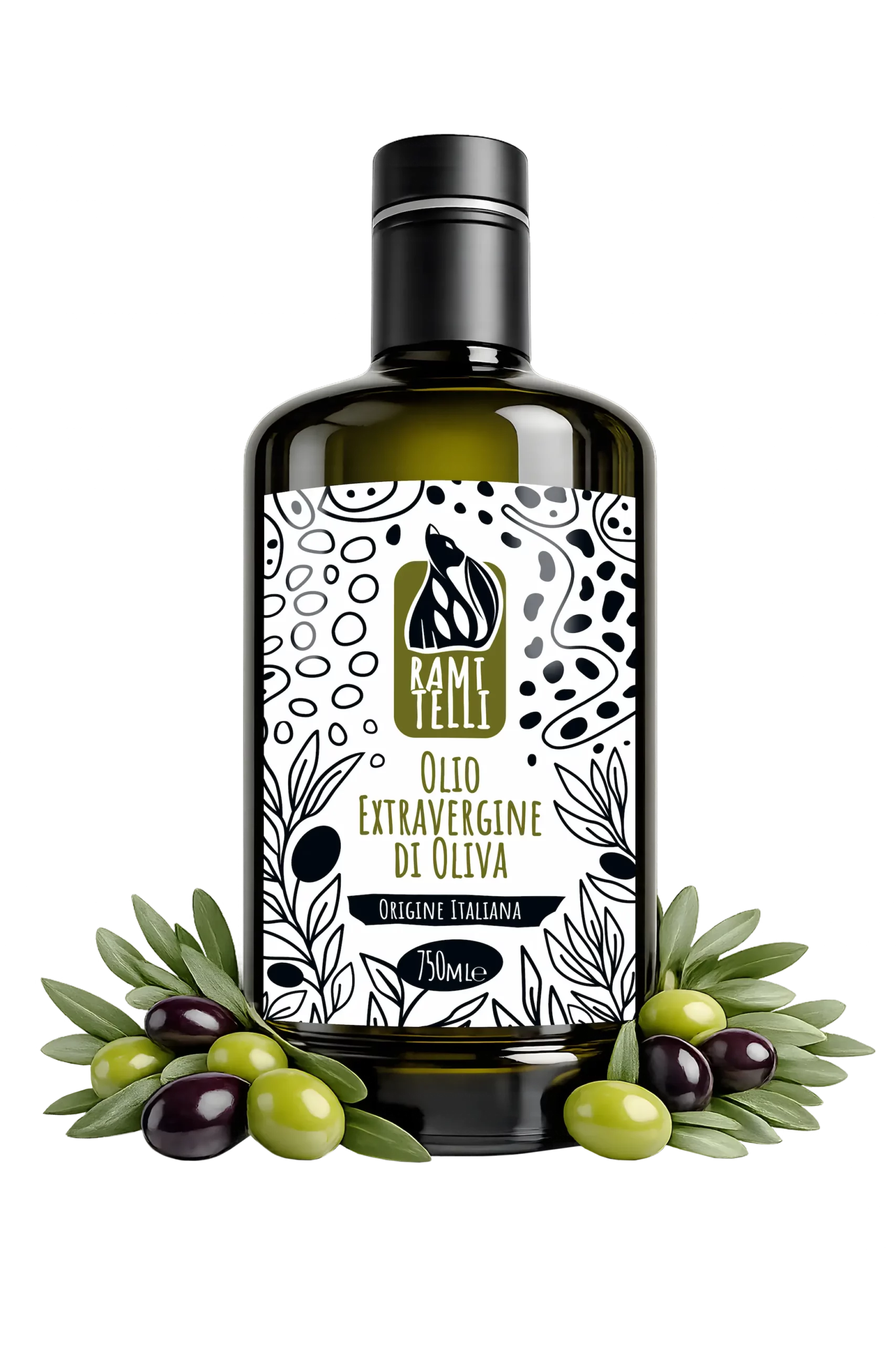 bottiglia 750ml con olive